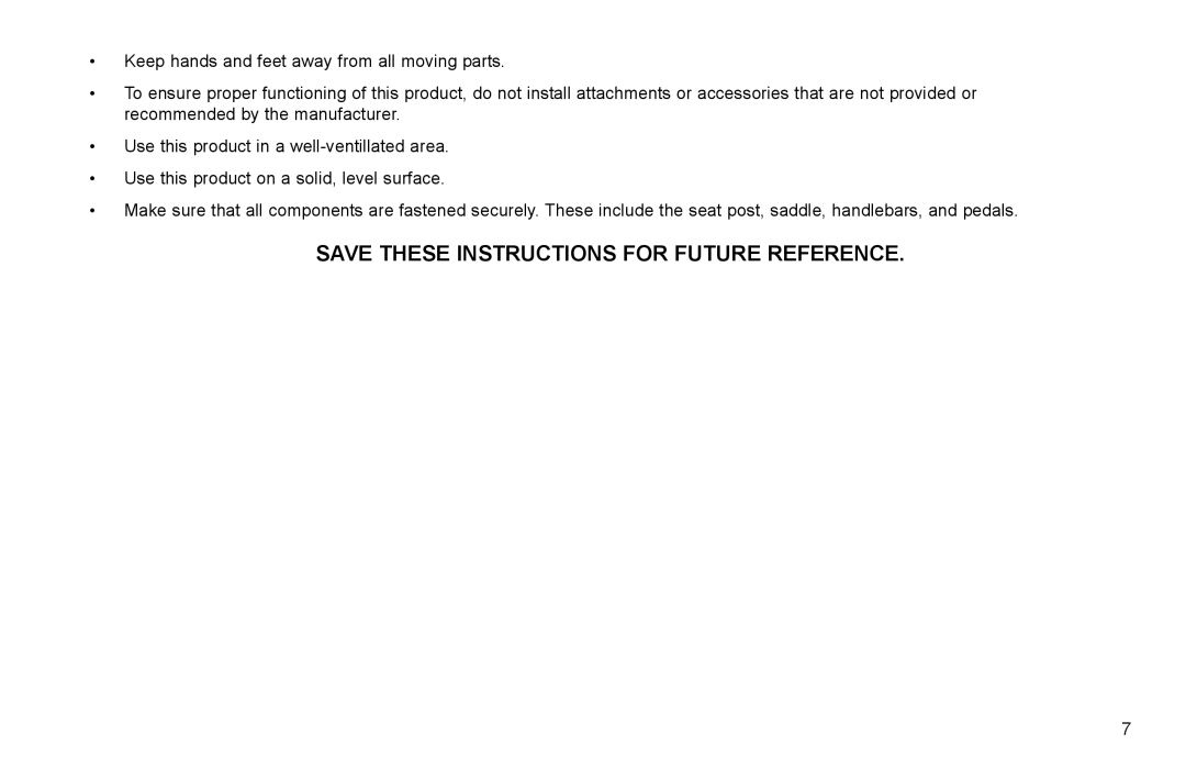 Life Fitness R35 user manual Save These Instructions for Future Reference 