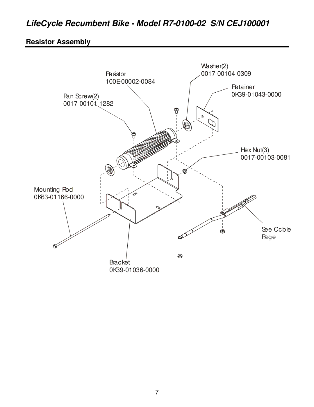 Life Fitness R7-0100-02 operation manual Resistor Assembly 