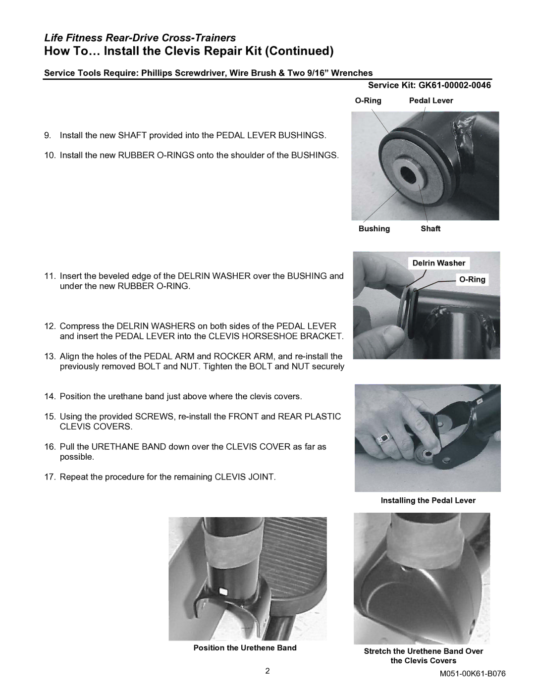 Life Fitness Rear-Drive Cross-Trainer manual Position urethene band 