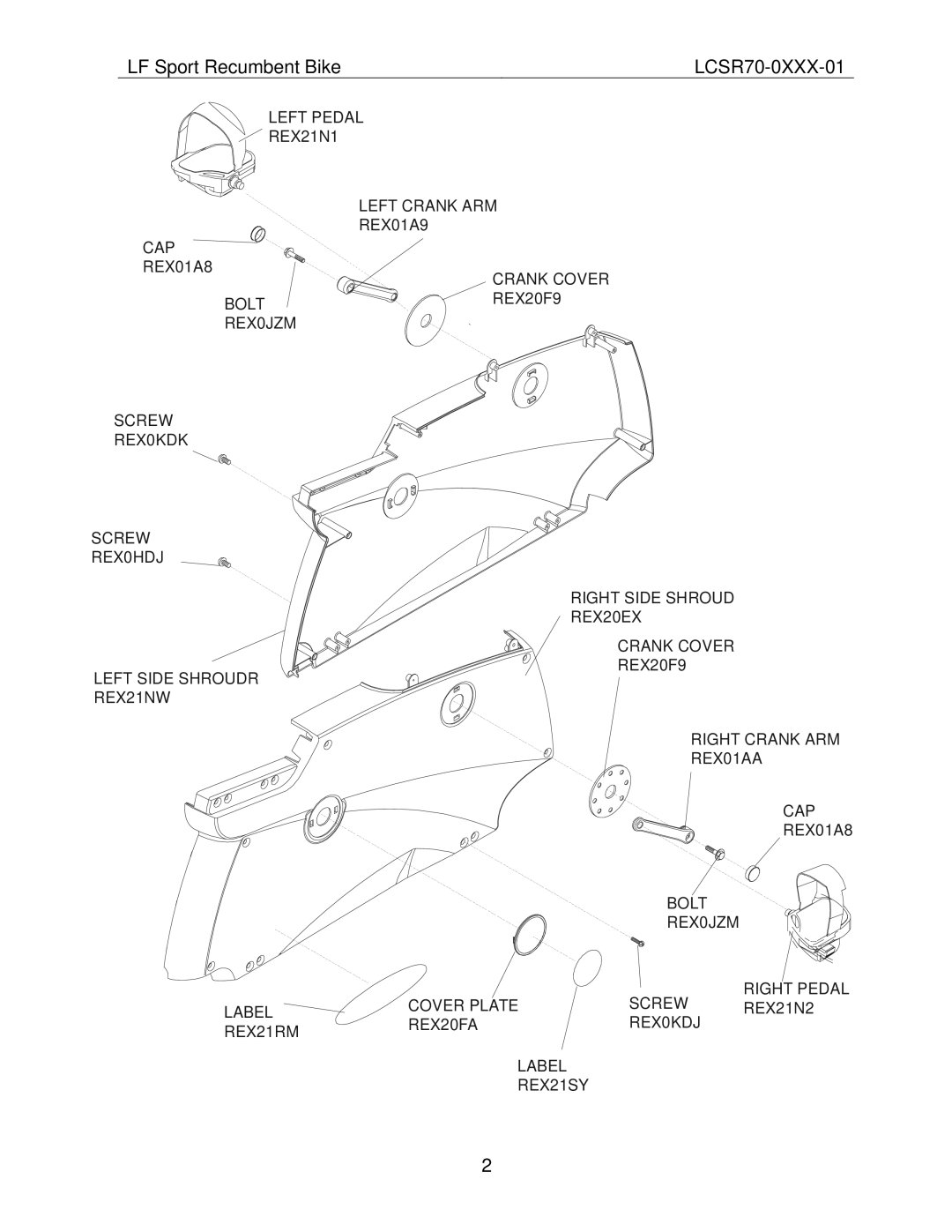 Life Fitness REX2287 operation manual LF Sport Recumbent Bike LCSR70-0XXX-01 