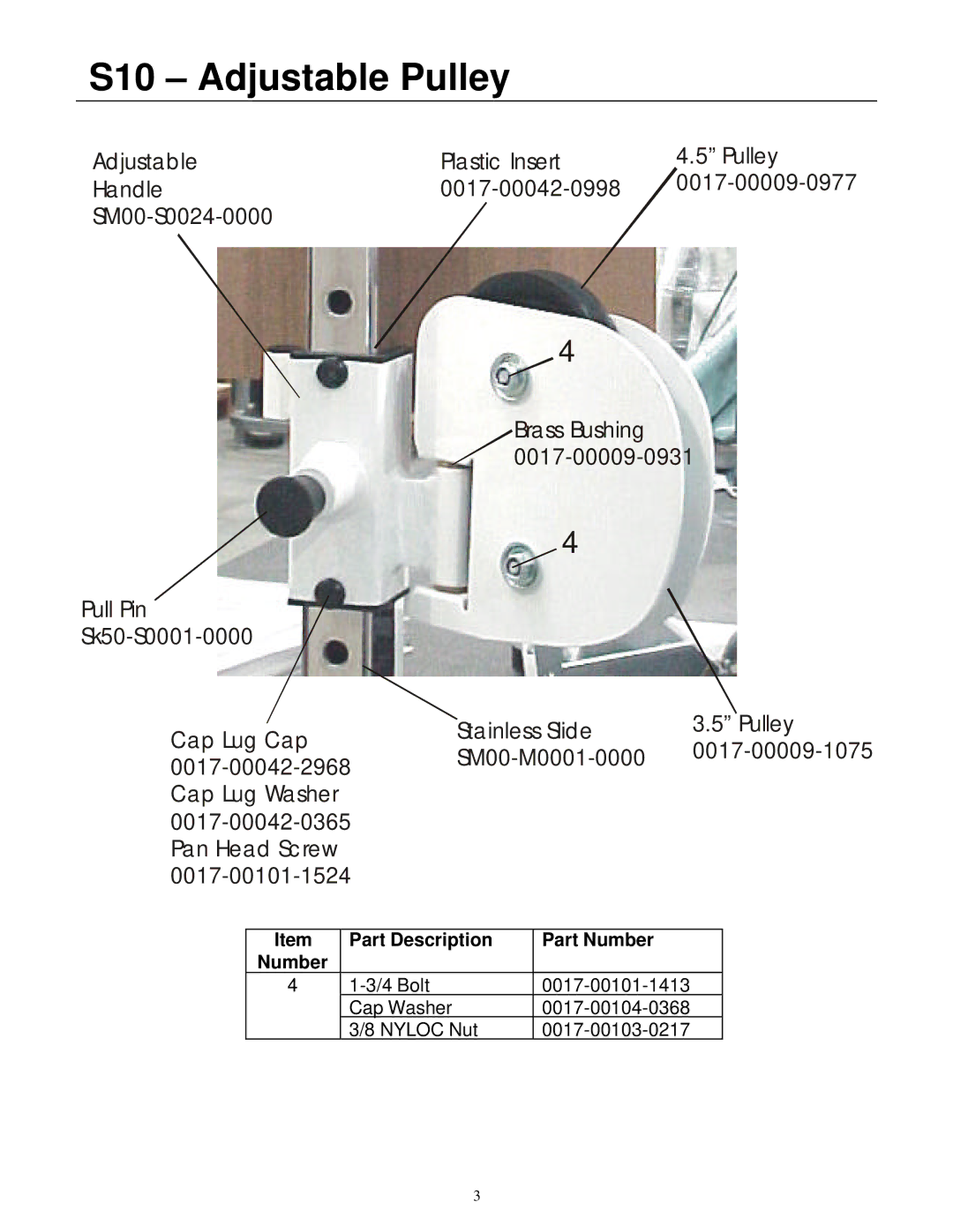 Life Fitness manual S10 Adjustable Pulley 