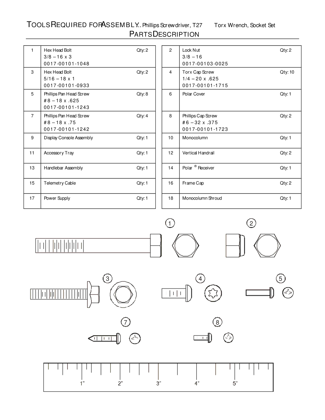 Life Fitness S9I manual Parts Description 