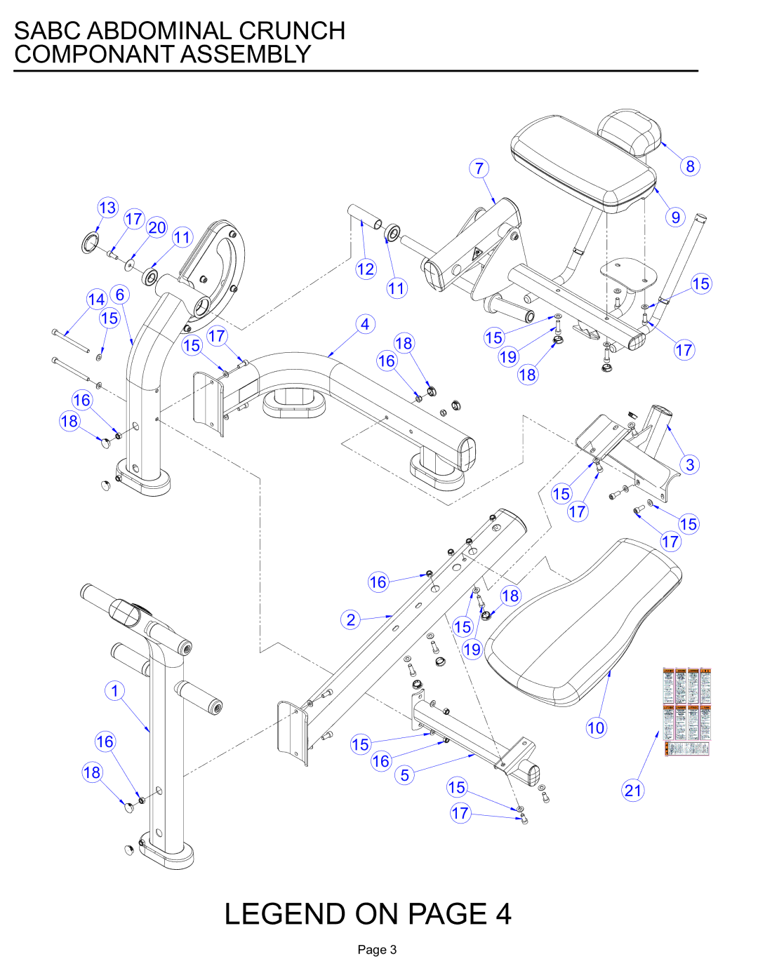 Life Fitness SABC manual Sabc Abdominal Crunch Componant Assembly 