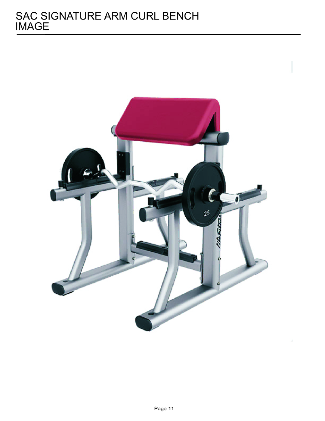 Life Fitness manual SAC Signature ARM Curl Bench Image 