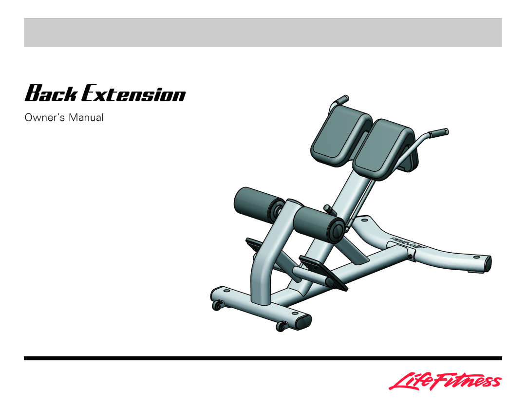 Life Fitness SBWBE owner manual Back Extension 