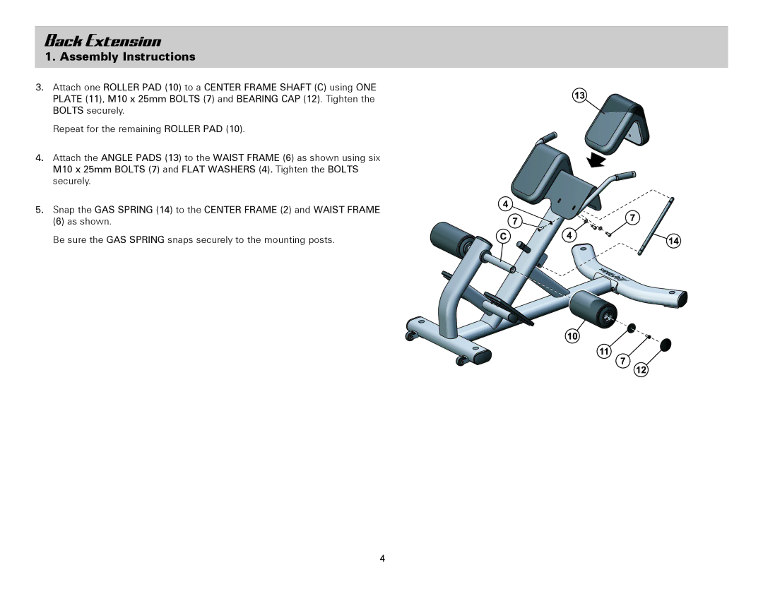 Life Fitness SBWBE owner manual Back Extension 