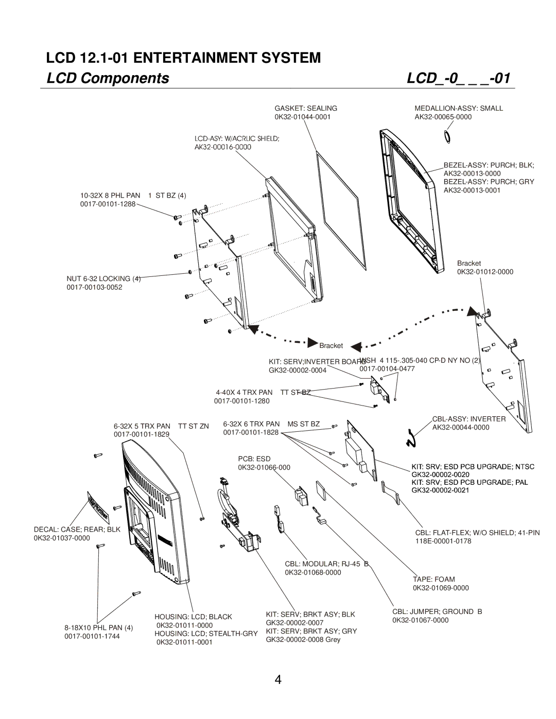 Life Fitness SC95, SC85, SC91 manual LCD Components LCD-0, Gasket Sealing MEDALLION-ASSY Small 