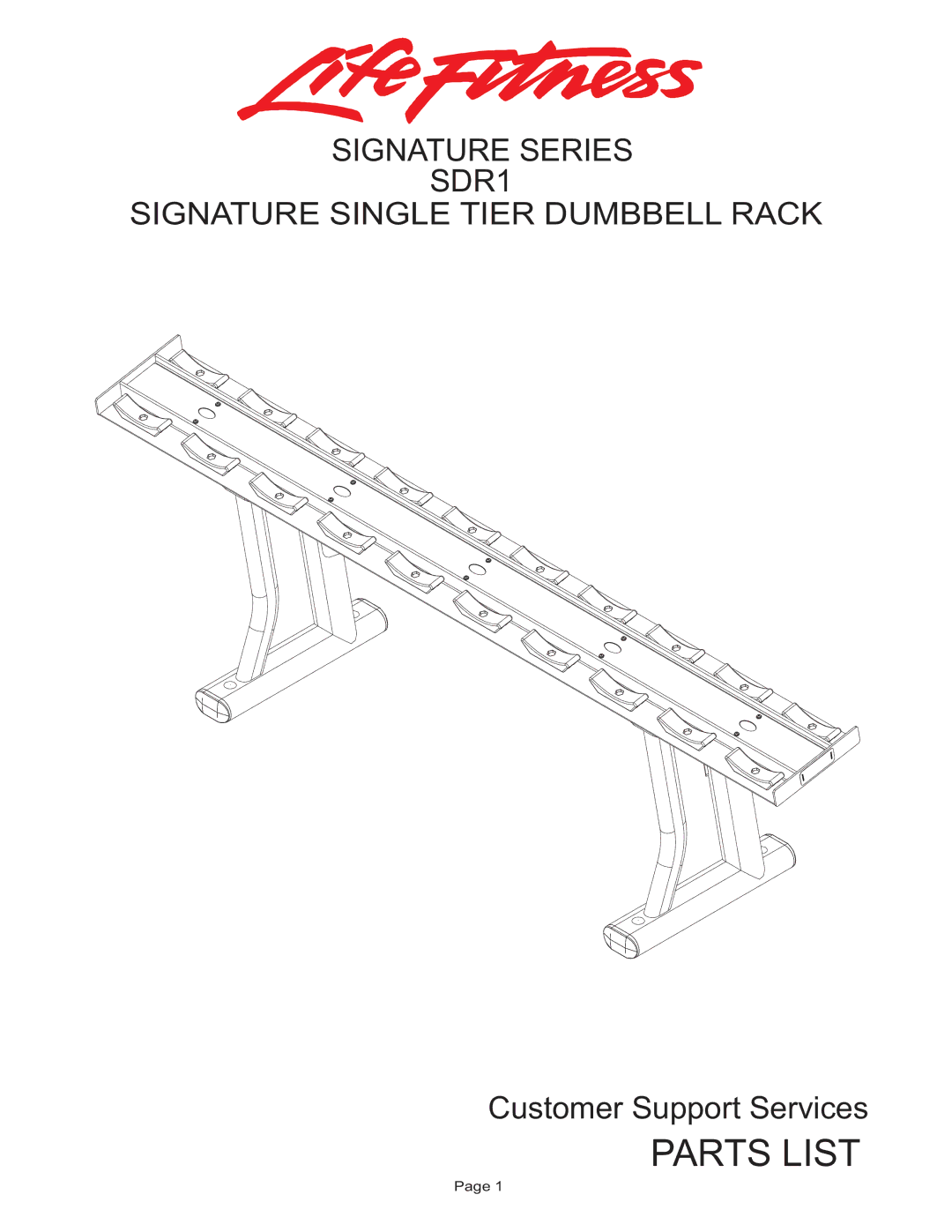 Life Fitness SDR1 manual Parts List 