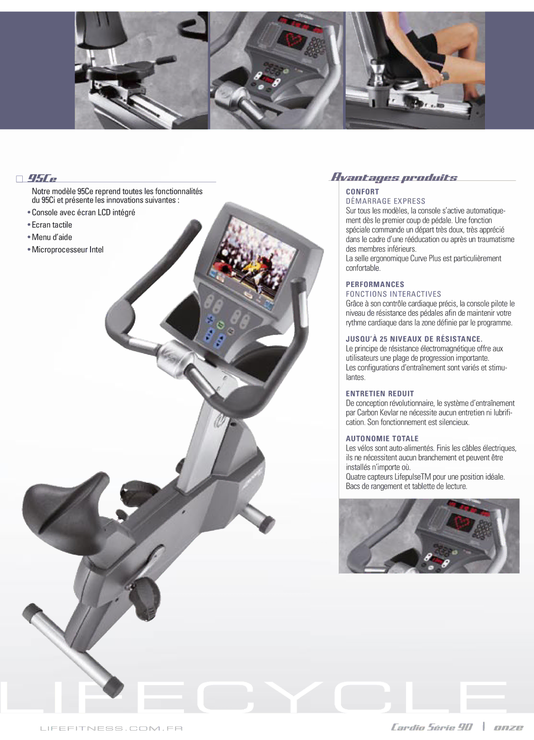 Life Fitness Series 90 manual Lifecycle, Cardio Série 90 \ onze 