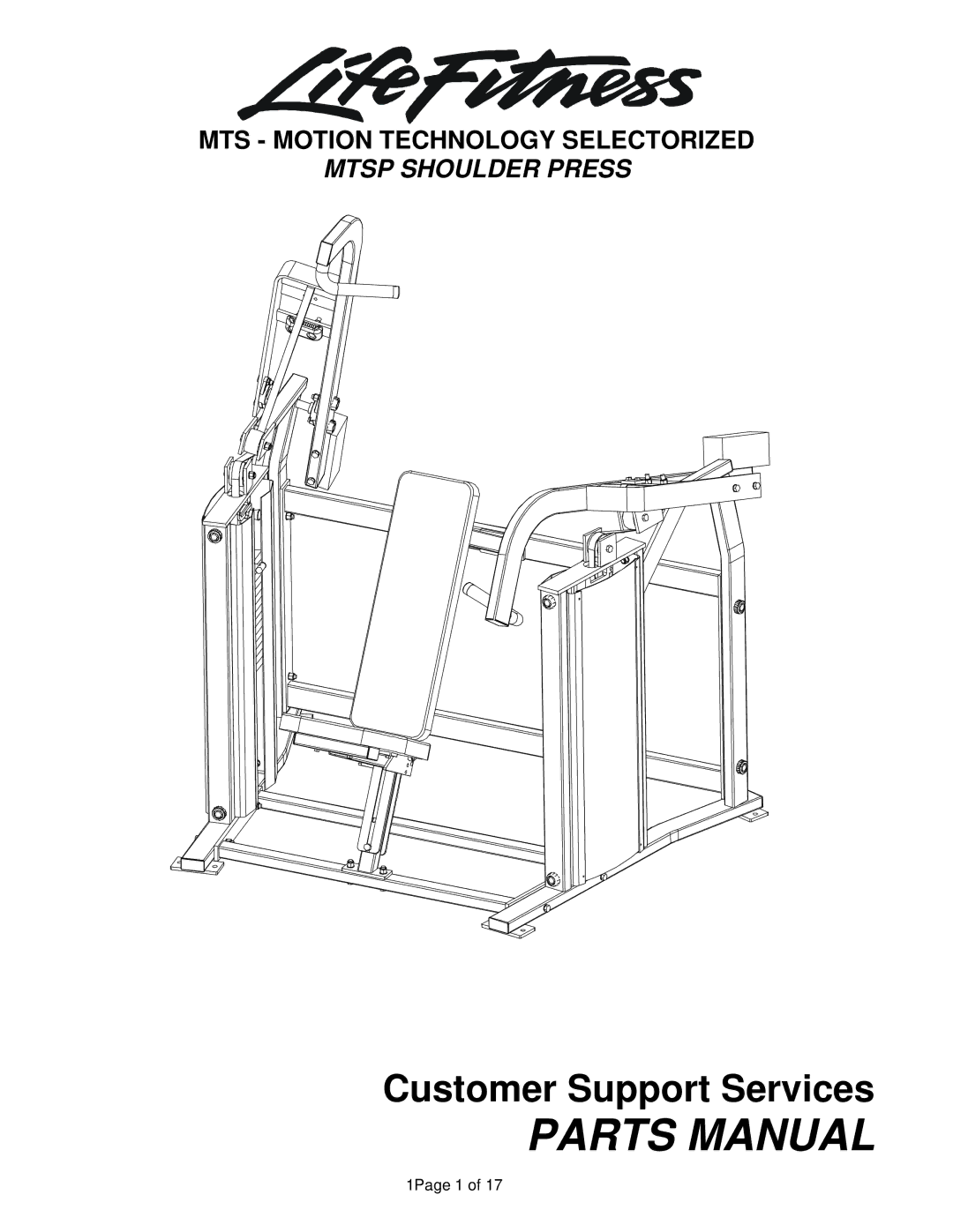 Life Fitness manual MTS Motion Technology Selectorized, Mtsp Shoulder Press 