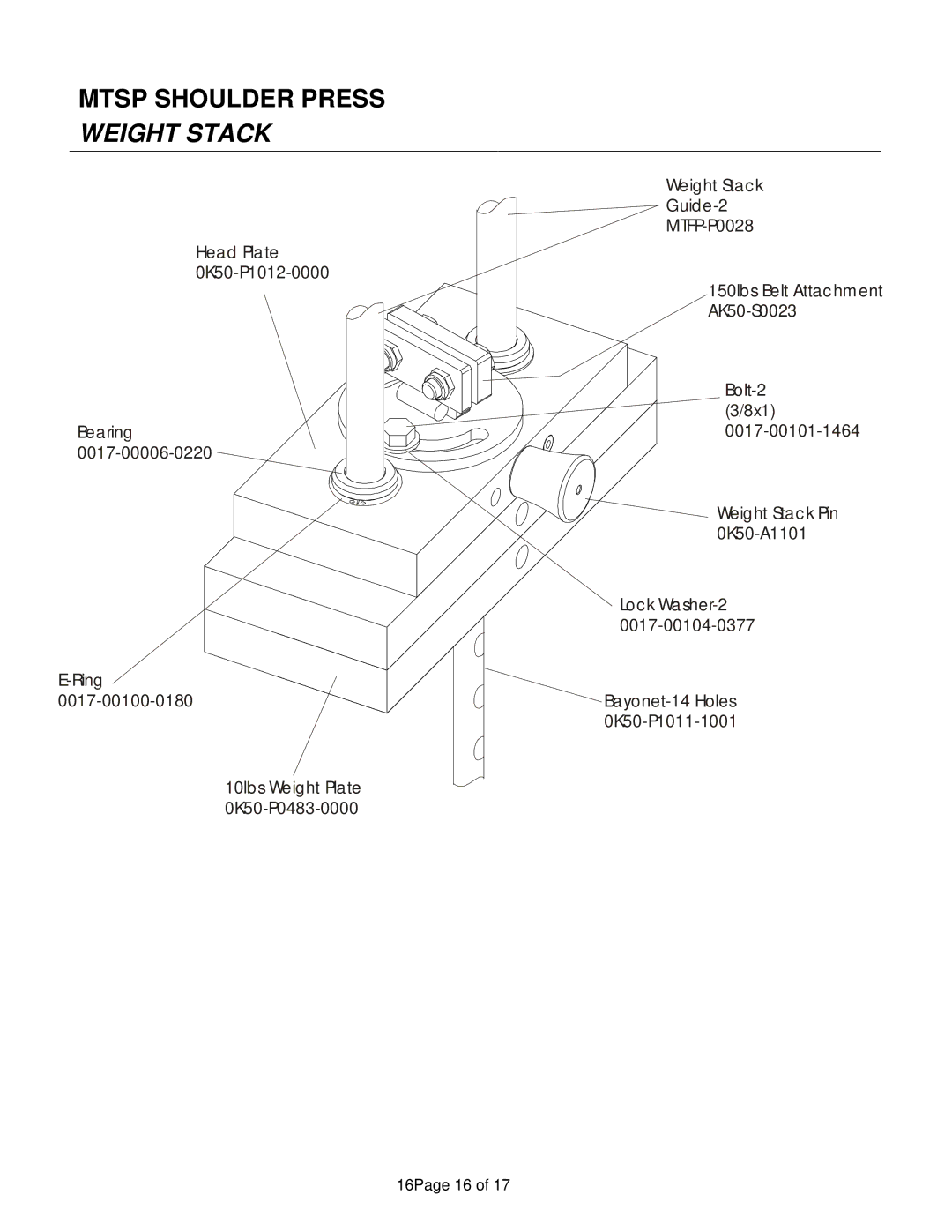 Life Fitness manual Mtsp Shoulder Press Weight Stack 