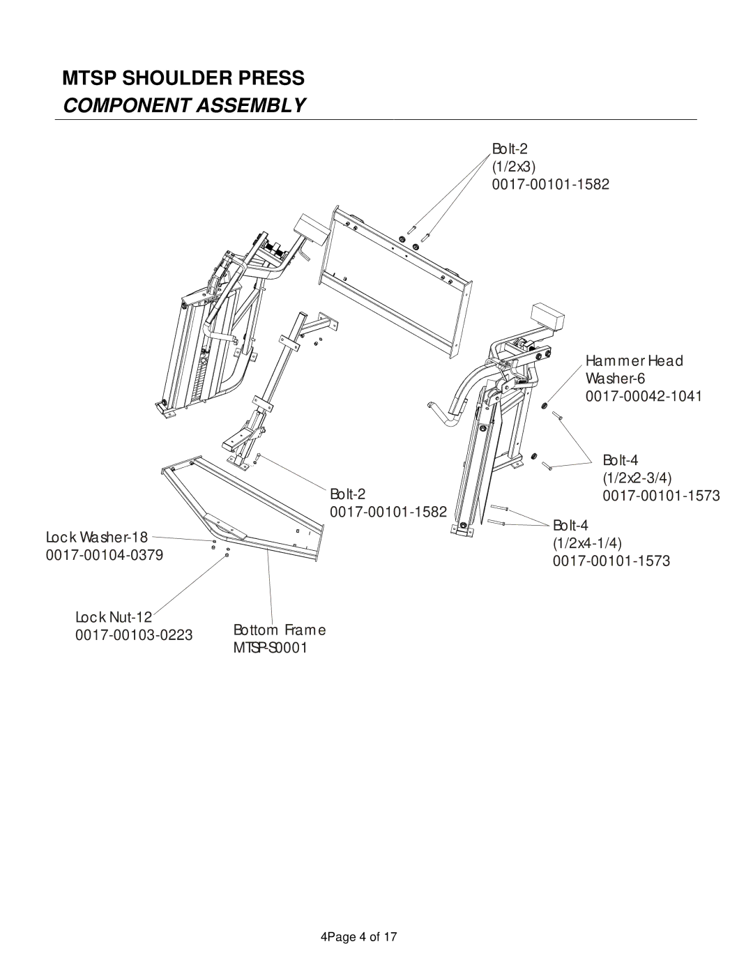 Life Fitness Shoulder Press manual Component Assembly 