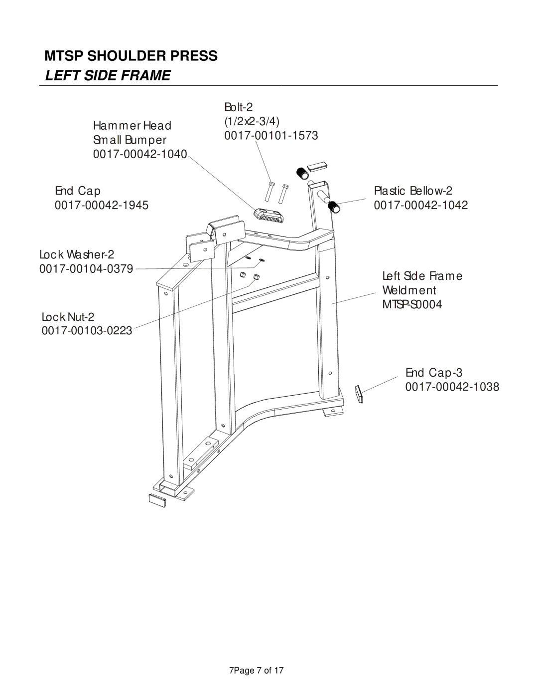 Life Fitness manual Mtsp Shoulder Press Left Side Frame 