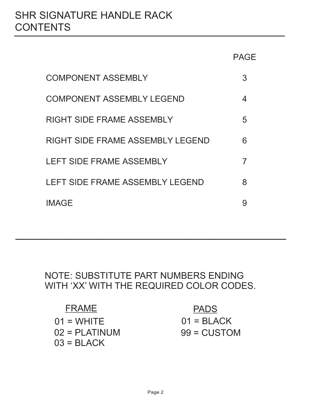 Life Fitness manual SHR Signature Handle Rack Contents 