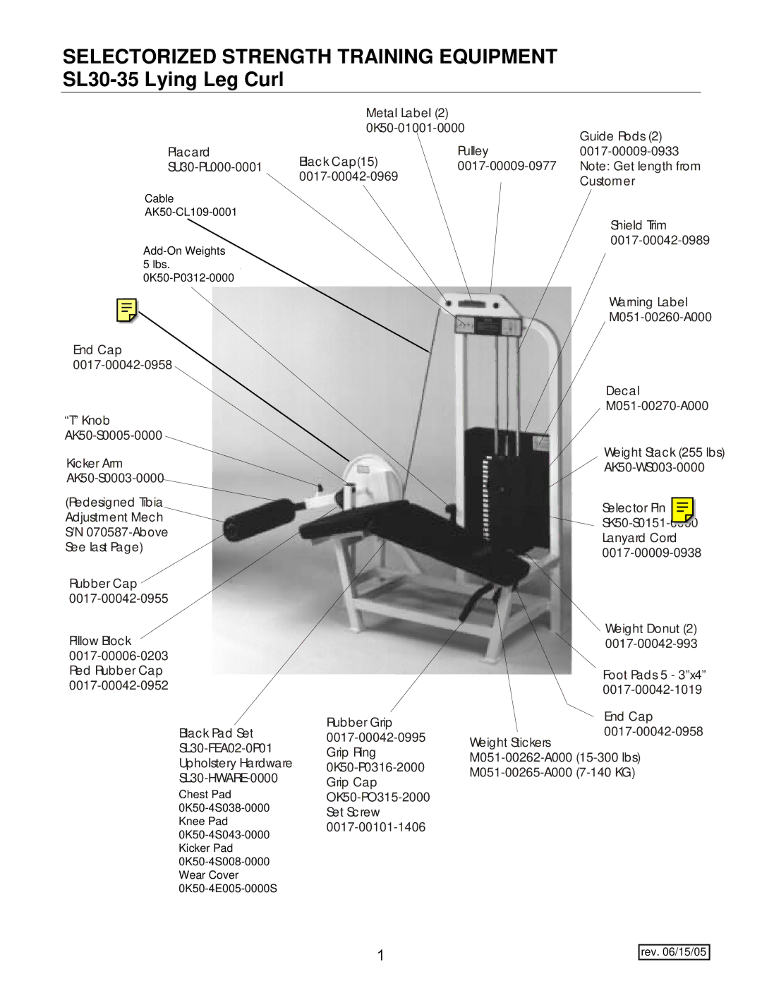 Life Fitness SL30-35 manual Add-On Weights, Rev /15/05 