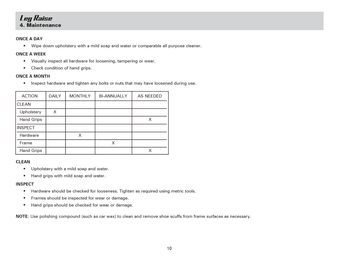 Life Fitness SLR owner manual Maintenance 