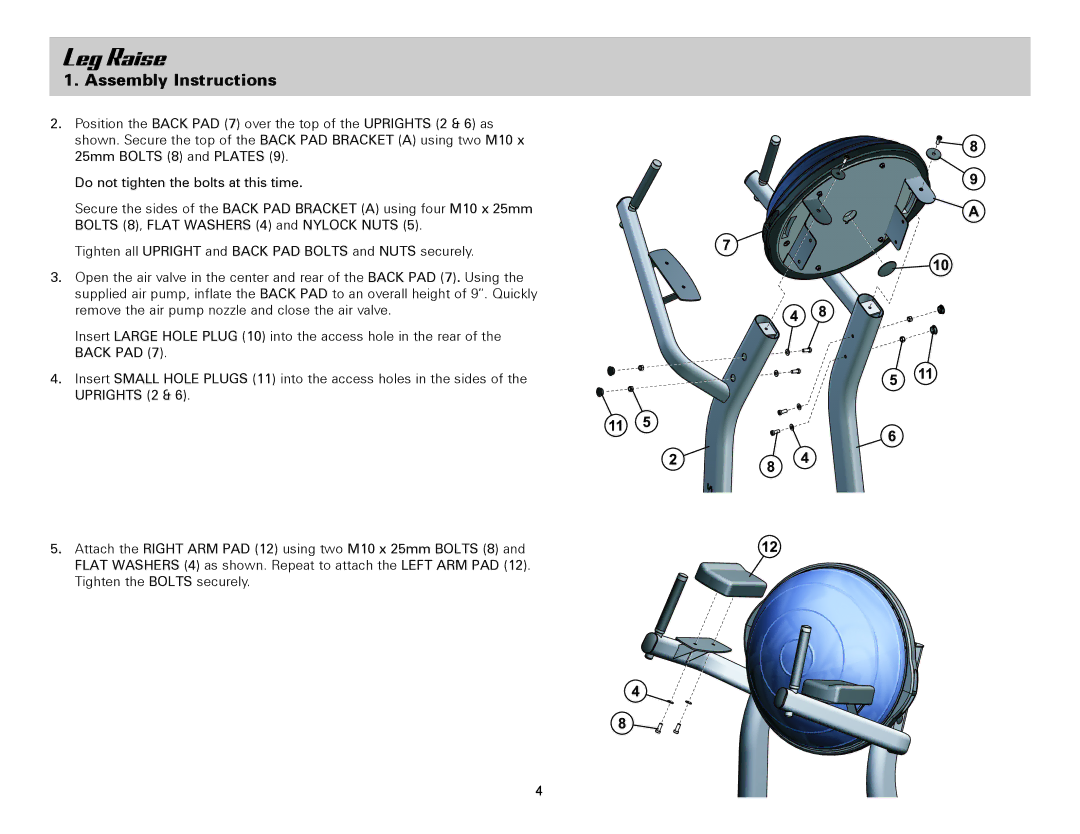 Life Fitness SLR owner manual Leg Raise 