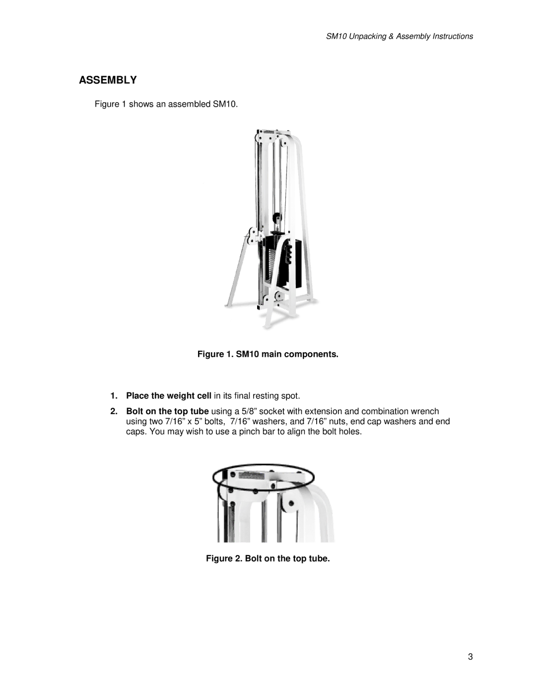 Life Fitness manual Assembly, Shows an assembled SM10 