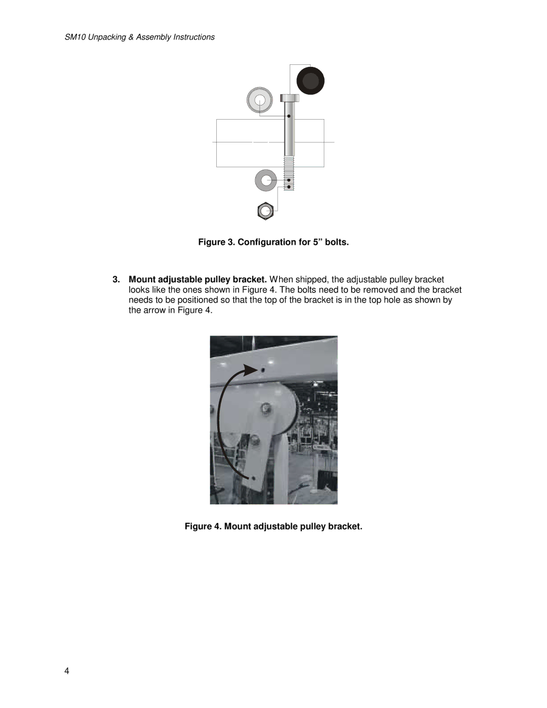 Life Fitness SM10 manual Configuration for 5 bolts 