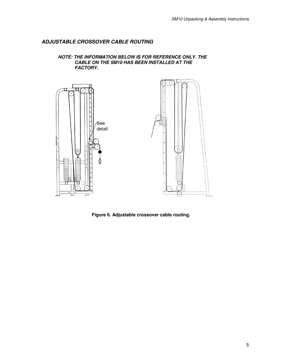 Life Fitness SM10 manual Adjustable Crossover Cable Routing 