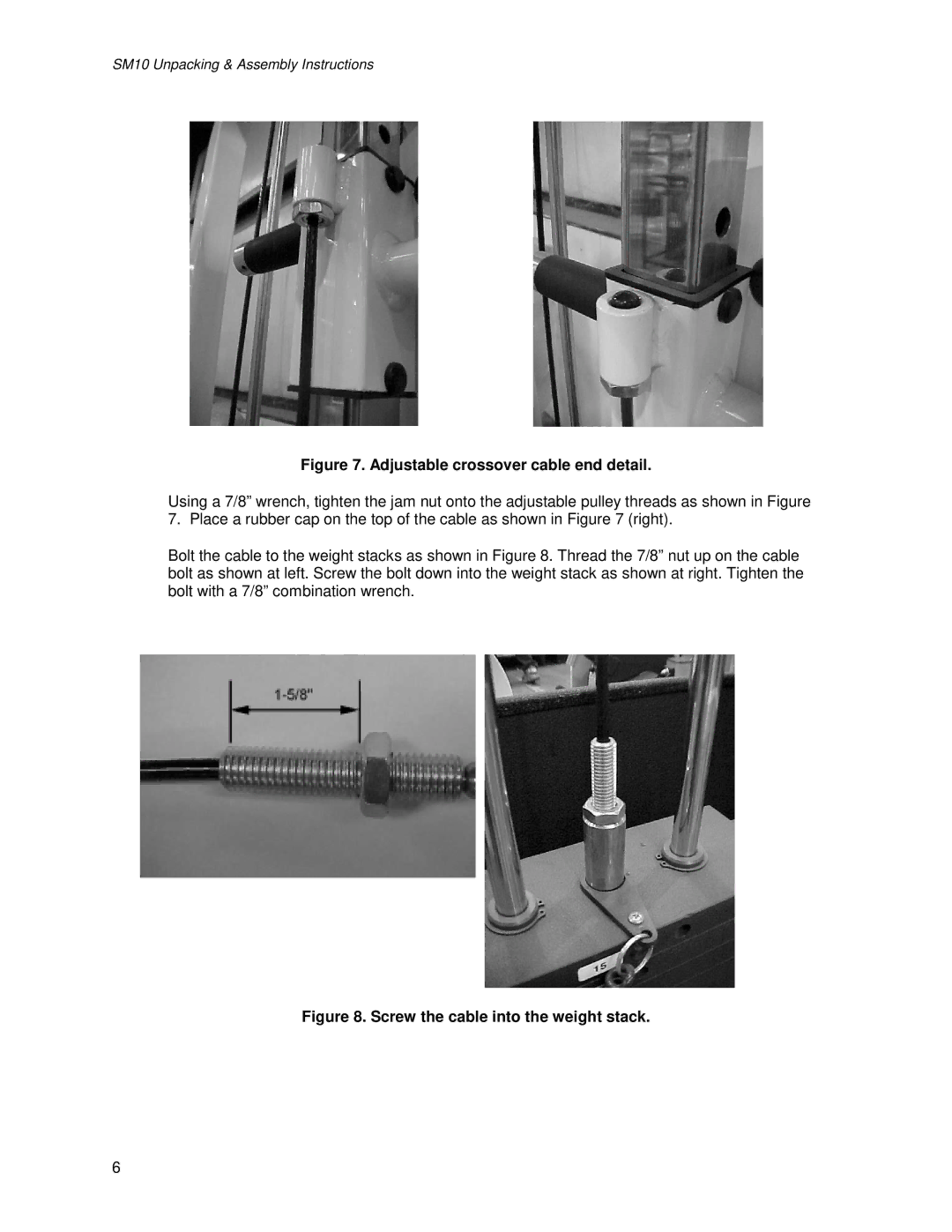 Life Fitness SM10 manual Adjustable crossover cable end detail 