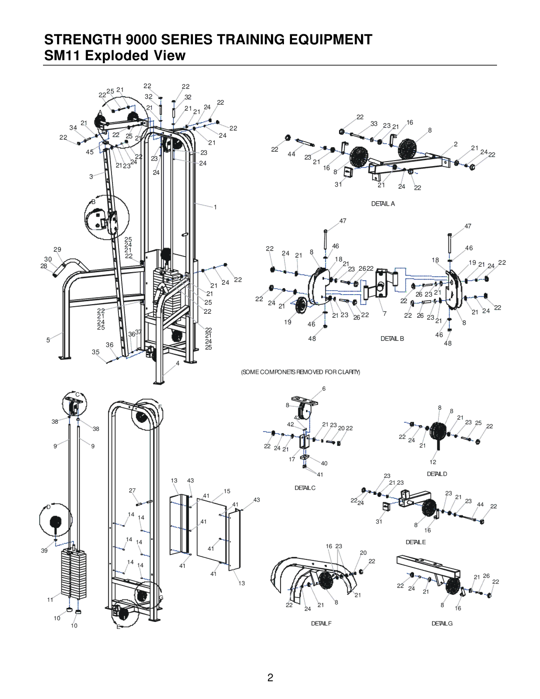 Life Fitness manual Strength 9000 Series Training Equipment SM11 Exploded View, 21 21 2422 2123, Detail a, 19 21 24 