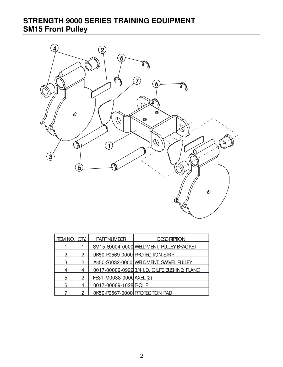 Life Fitness manual Strength 9000 Series Training Equipment SM15 Front Pulley 