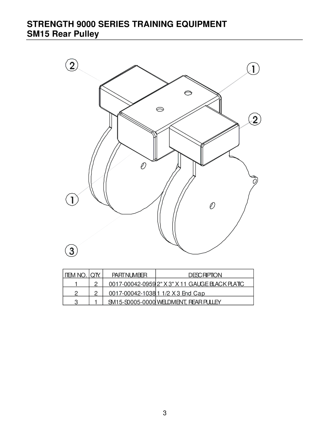 Life Fitness manual Strength 9000 Series Training Equipment SM15 Rear Pulley 