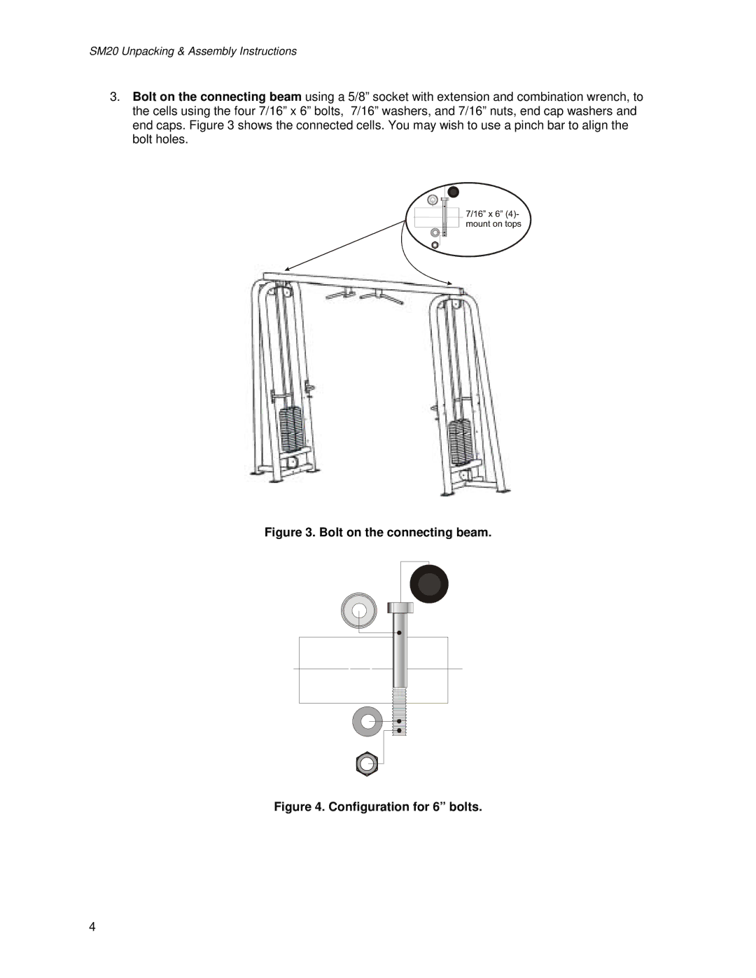 Life Fitness SM20, Pro 9000 Series manual Bolt on the connecting beam 