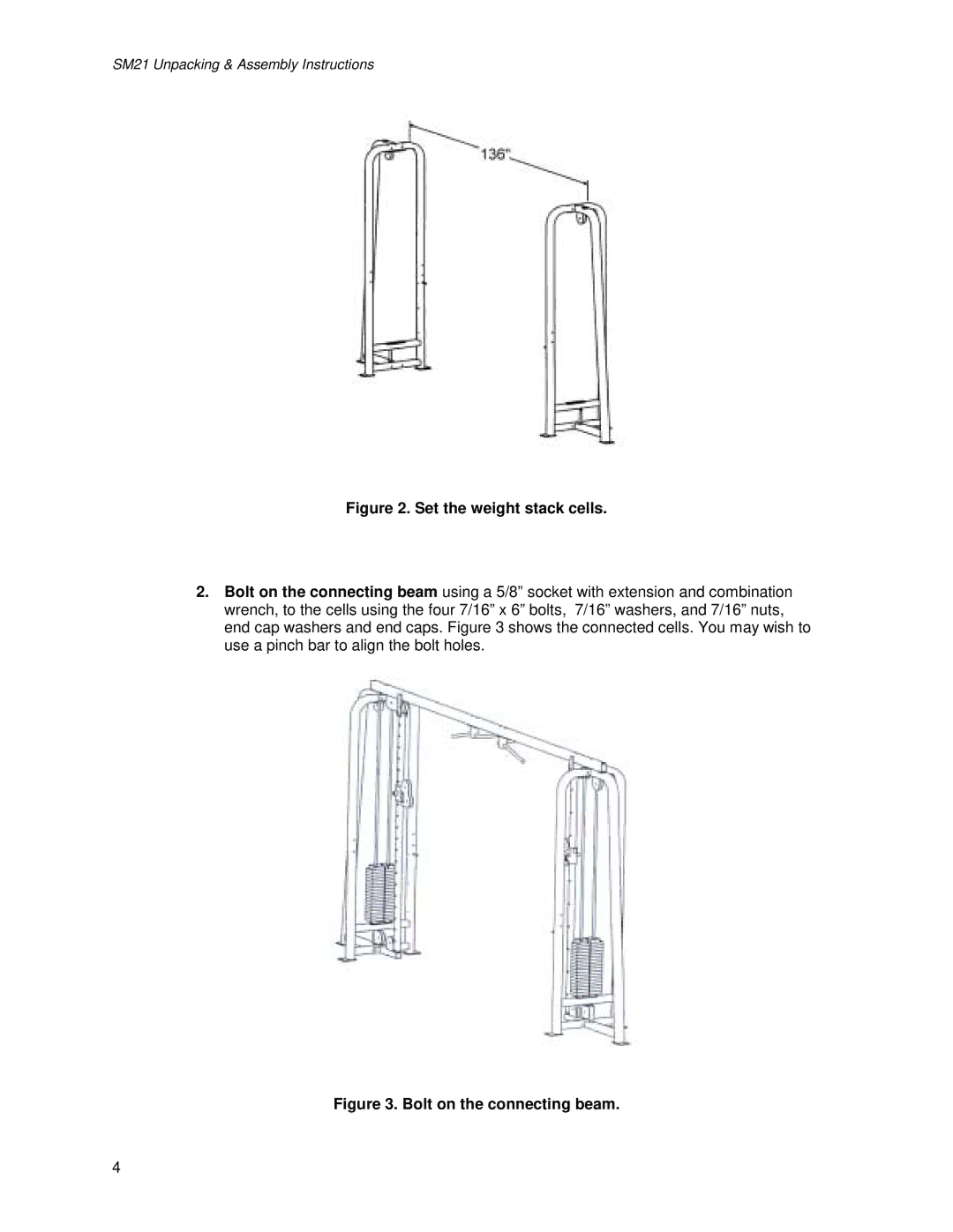 Life Fitness SM21 manual Set the weight stack cells 