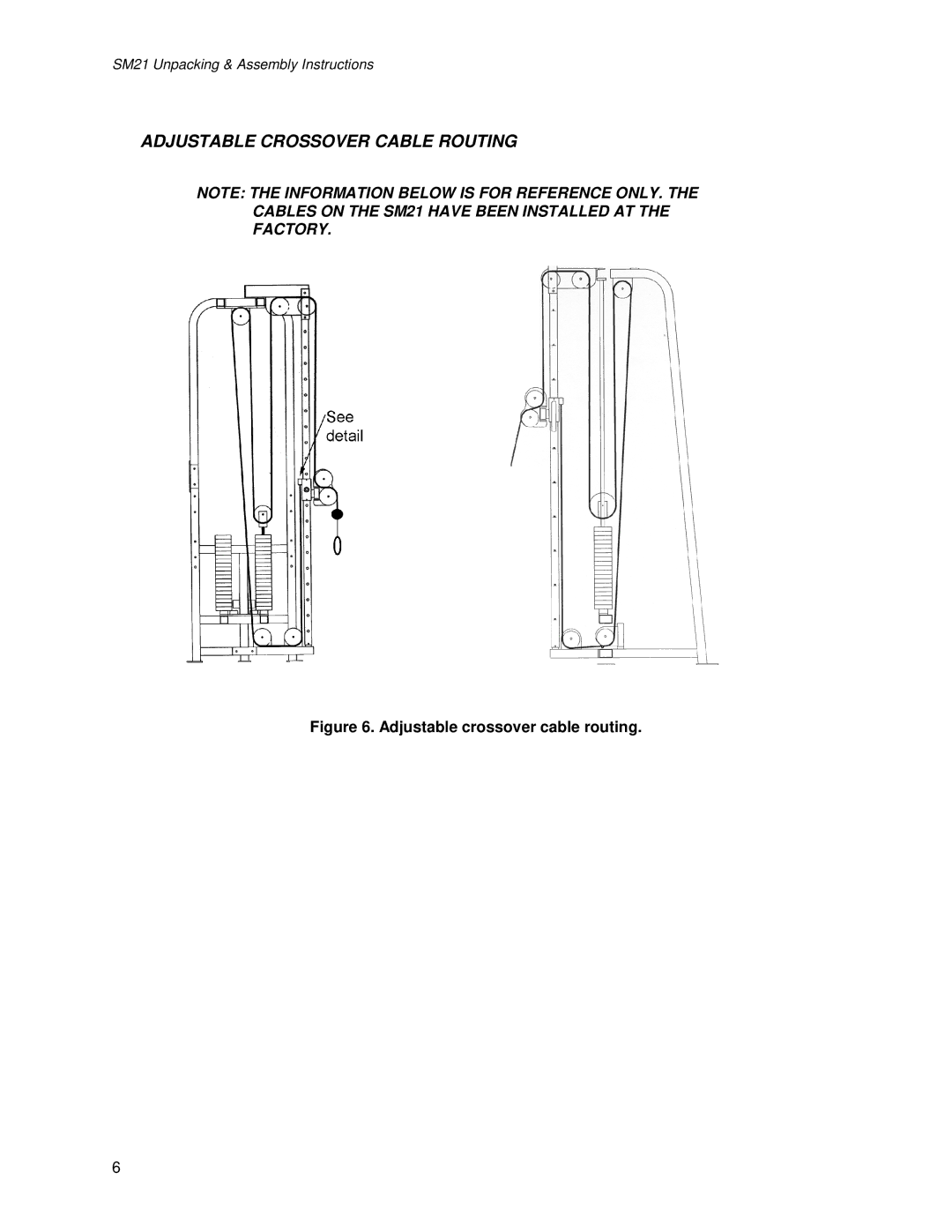 Life Fitness SM21 manual Adjustable Crossover Cable Routing 