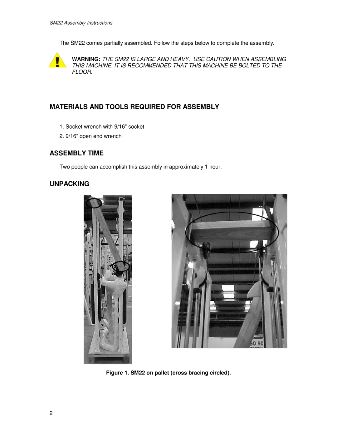 Life Fitness SM22 manual Materials and Tools Required for Assembly, Assembly Time, Unpacking 