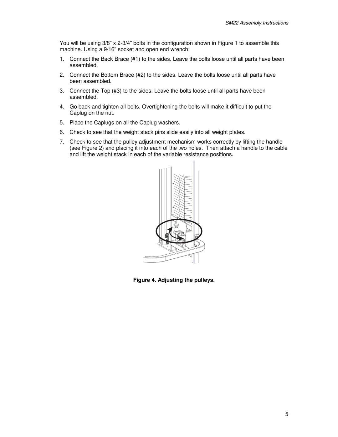 Life Fitness SM22 manual Adjusting the pulleys 