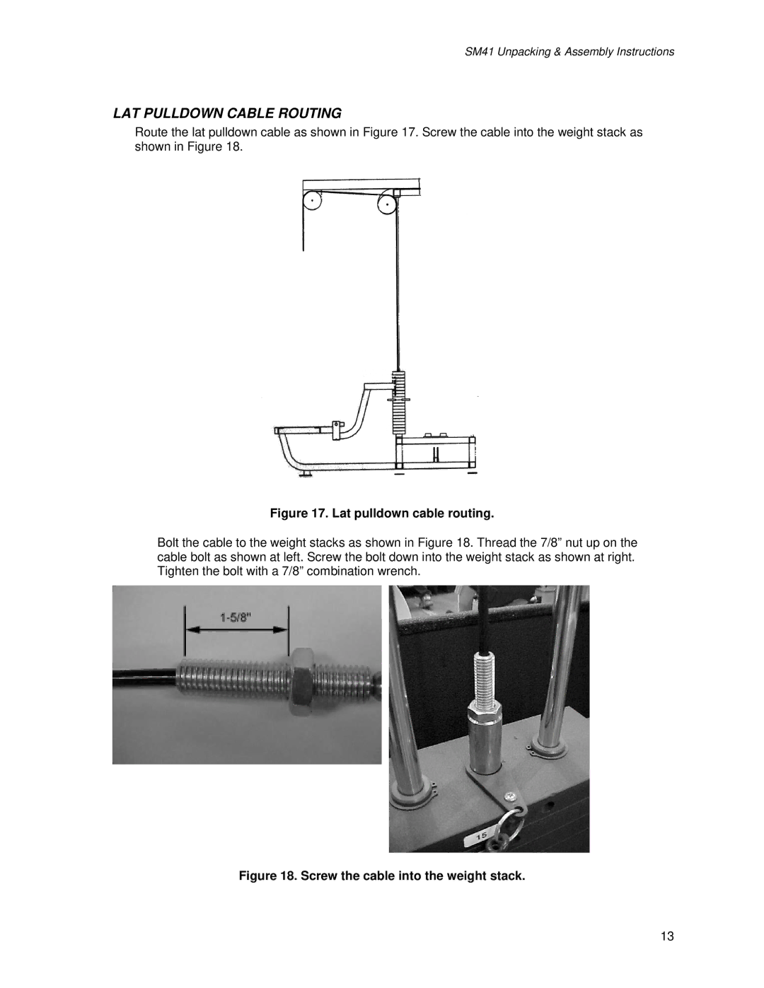 Life Fitness SM41 manual LAT Pulldown Cable Routing 