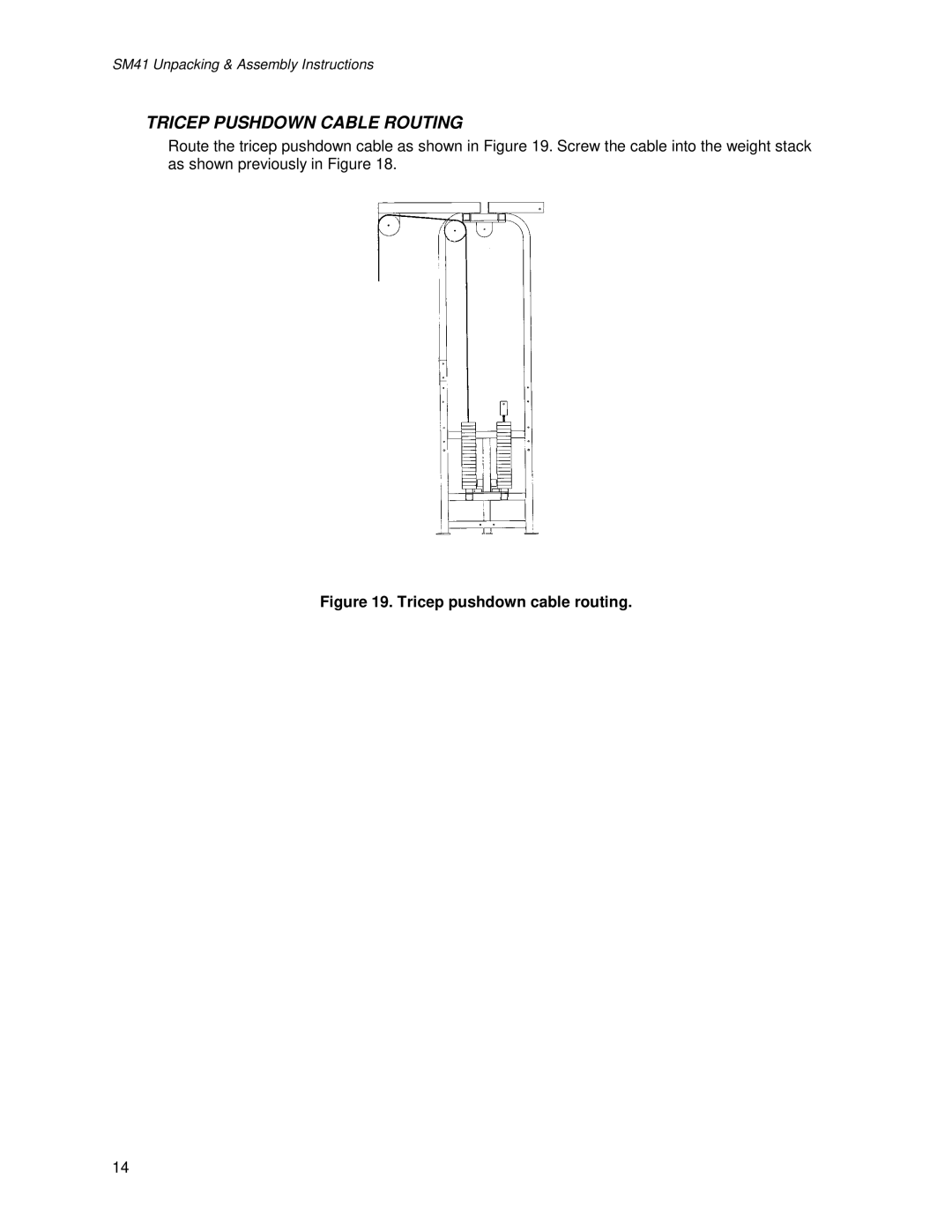 Life Fitness SM41 manual Tricep Pushdown Cable Routing 