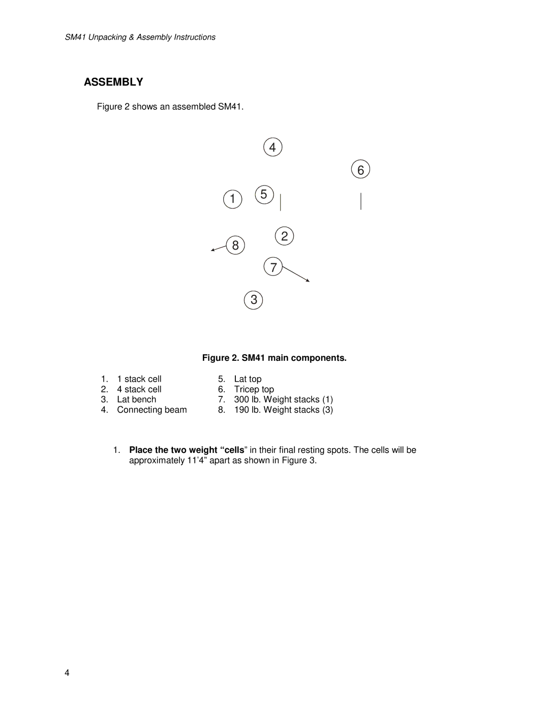 Life Fitness manual Assembly, SM41 main components 