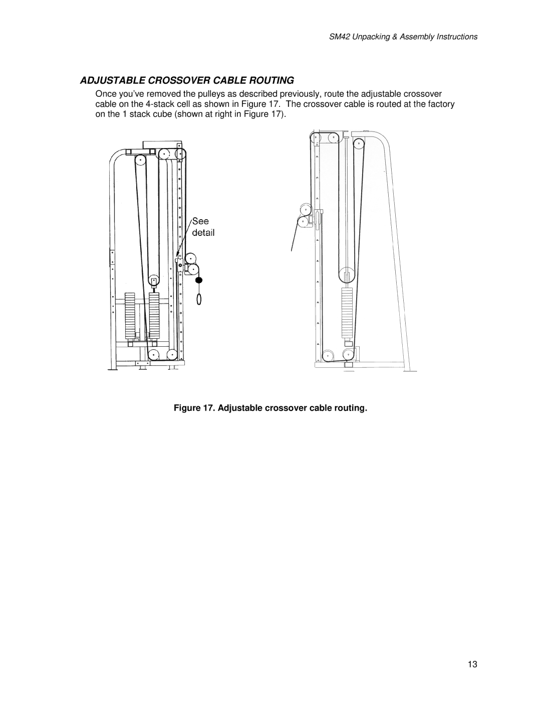 Life Fitness SM42 manual Adjustable Crossover Cable Routing 