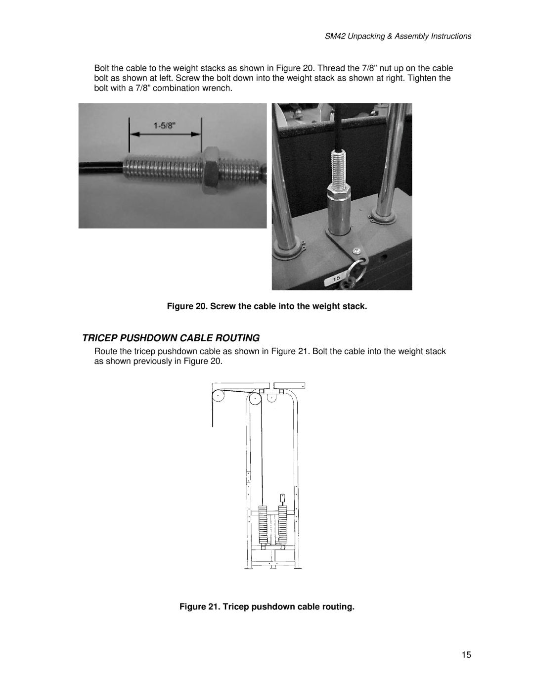 Life Fitness SM42 manual Tricep Pushdown Cable Routing 