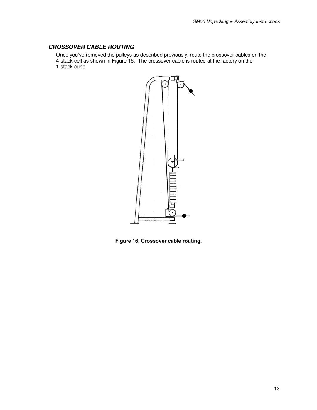 Life Fitness SM50 manual Crossover Cable Routing, Crossover cable routing 