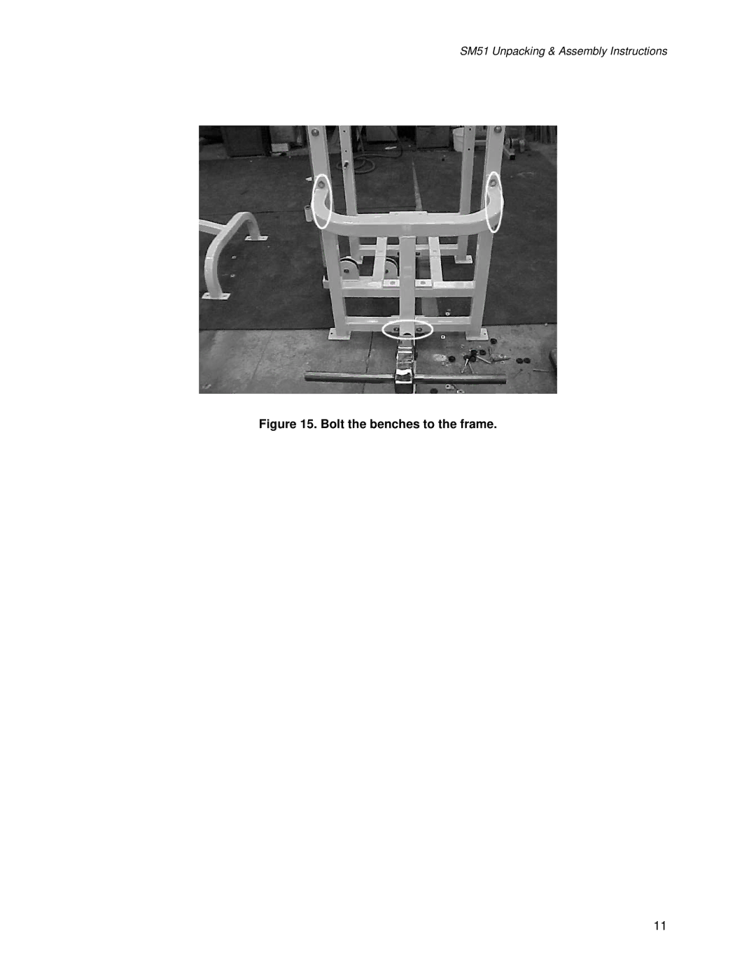 Life Fitness SM51 manual Bolt the benches to the frame 