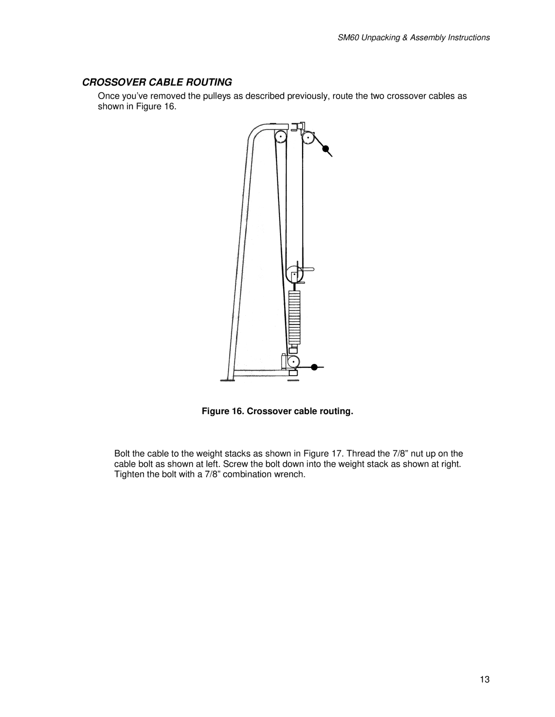 Life Fitness SM60 manual Crossover Cable Routing 