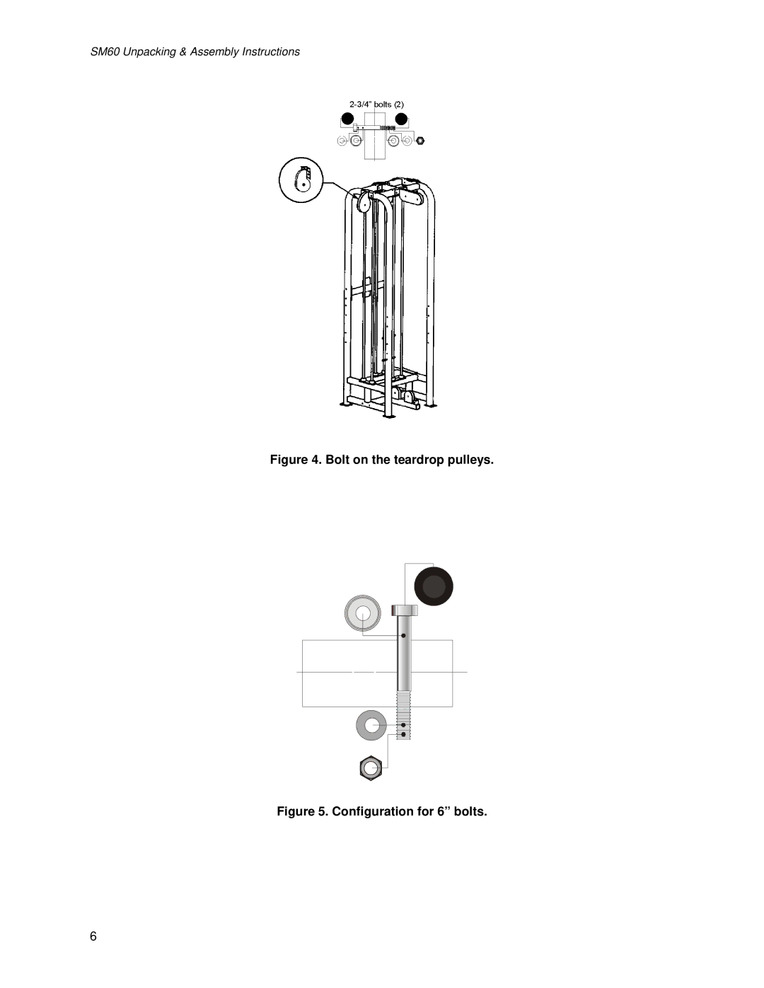 Life Fitness SM60 manual Bolt on the teardrop pulleys 