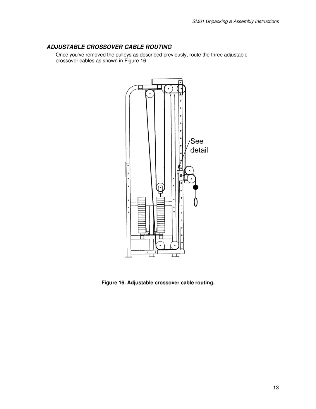 Life Fitness SM61 manual Adjustable Crossover Cable Routing 