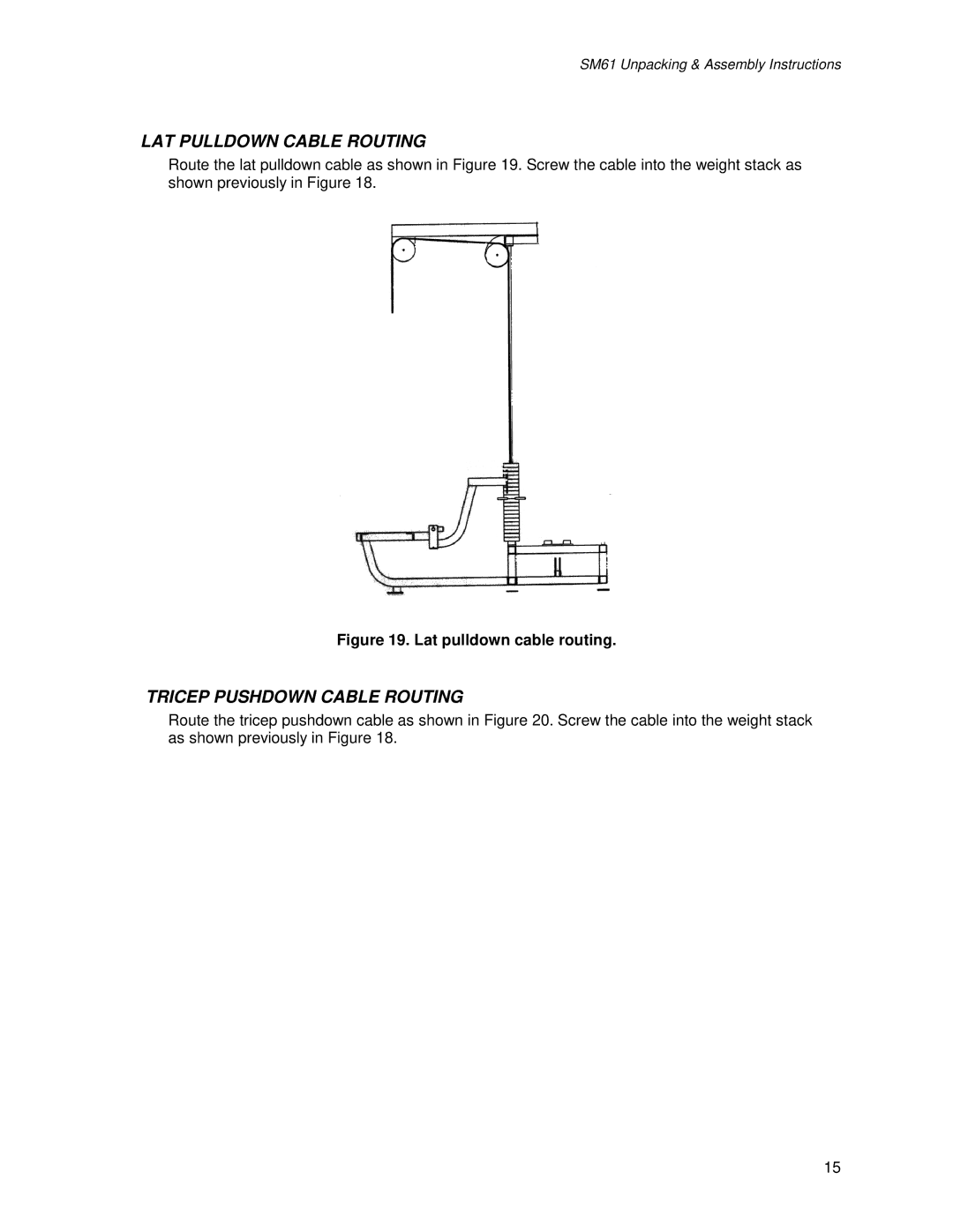 Life Fitness SM61 manual LAT Pulldown Cable Routing 