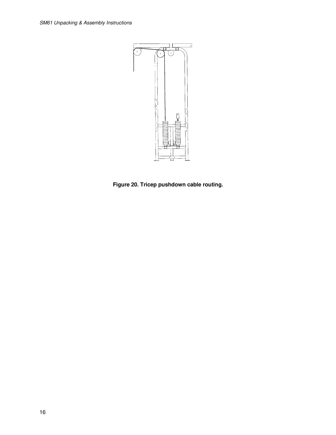 Life Fitness SM61 manual Tricep pushdown cable routing 