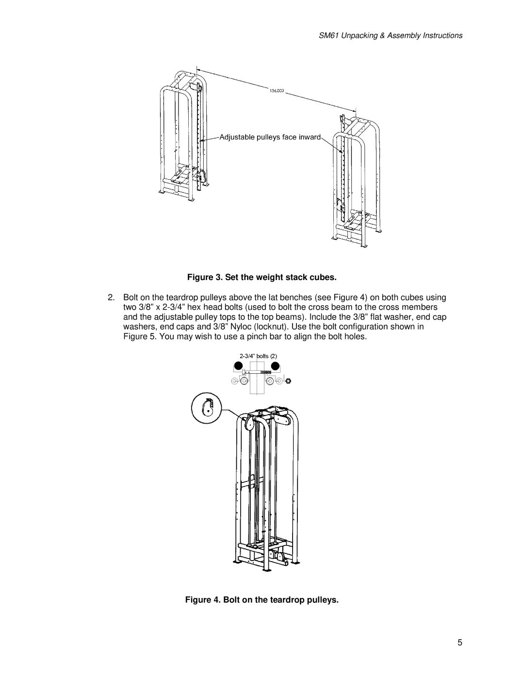 Life Fitness SM61 manual Set the weight stack cubes 