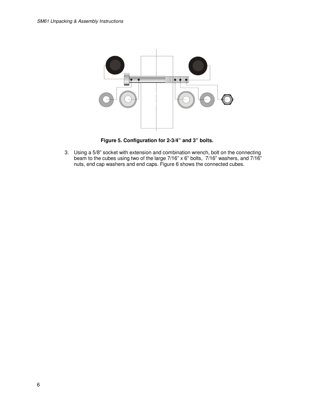 Life Fitness SM61 manual Configuration for 2-3/4 and 3 bolts 