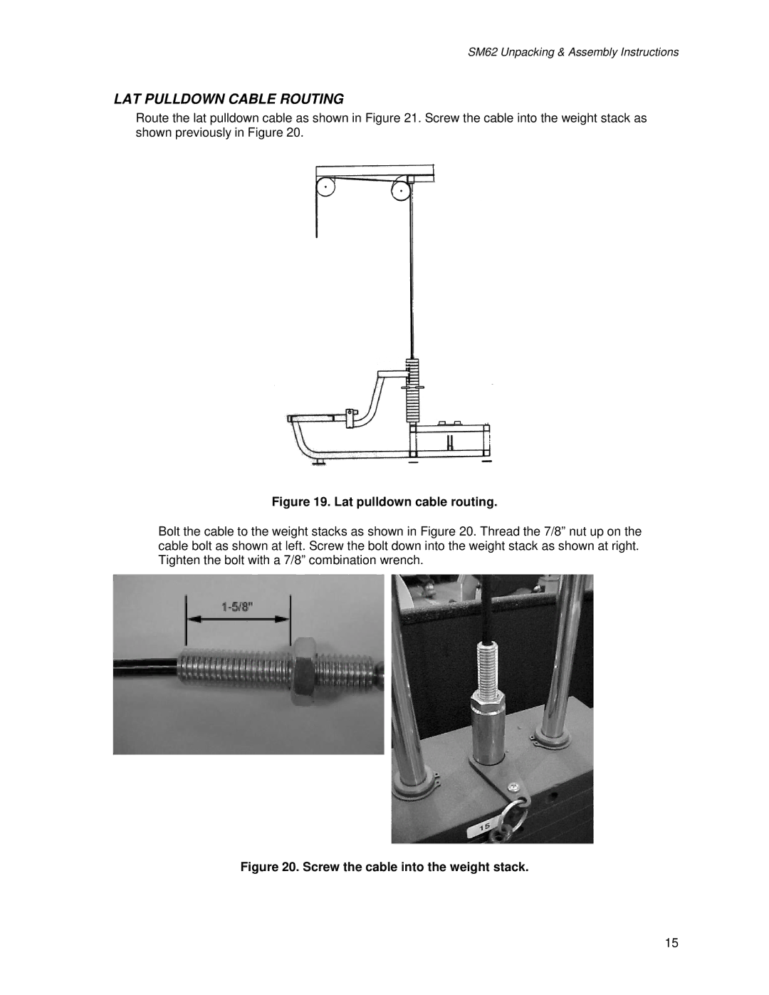 Life Fitness SM62 manual LAT Pulldown Cable Routing, Lat pulldown cable routing 