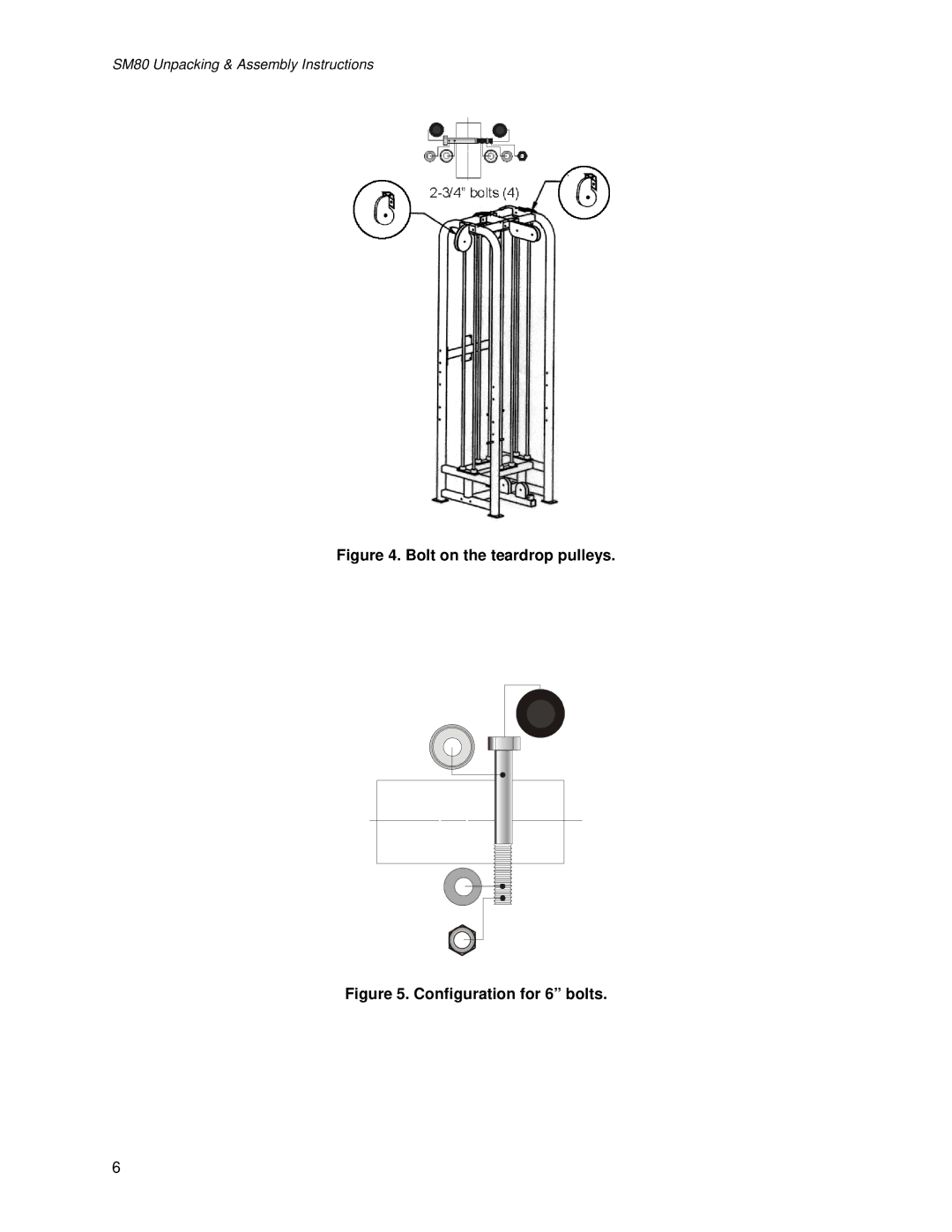 Life Fitness SM80 manual Bolt on the teardrop pulleys 