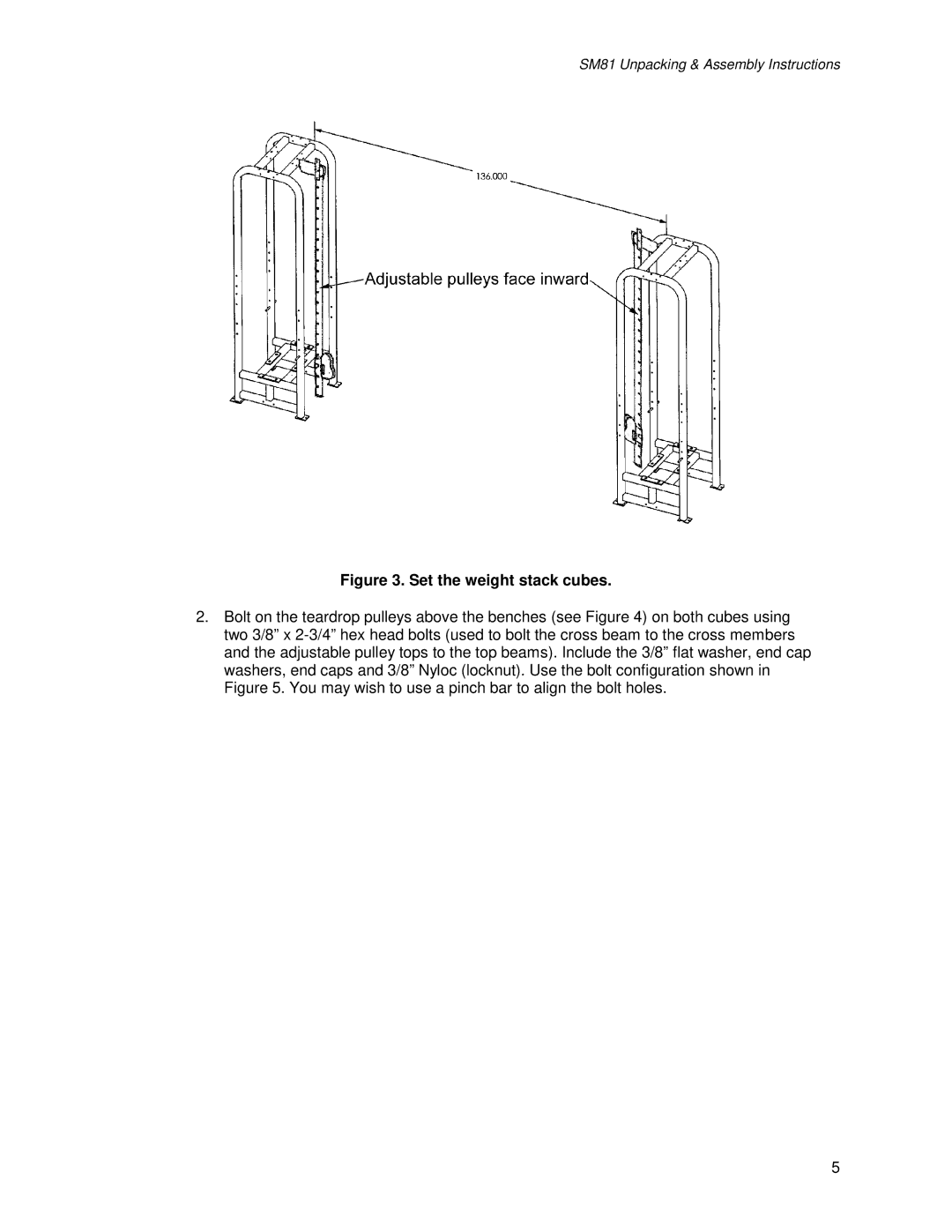 Life Fitness SM81 manual Set the weight stack cubes 